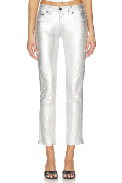 Free People Oracle Metallic Low-rise Slim Straight Jeans In Divine In Multi