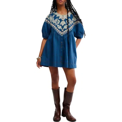 Free People Orson Shift Minidress In Blue