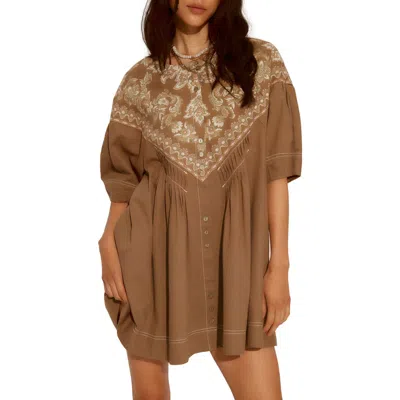 Free People Orson Shift Minidress In Brown