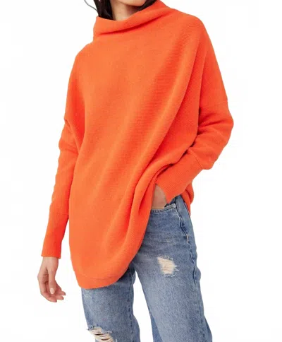 Free People Ottoman Slouchy Fit Long Sleeve Tunic In Audacious In Orange
