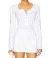Free People Our Song Henley Cuff Top In Ivory In Multi