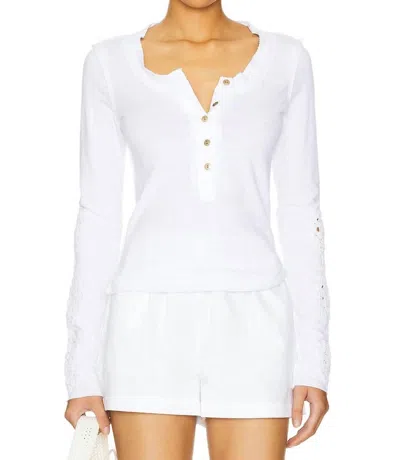 Free People Our Song Henley Cuff Top In Ivory In Multi