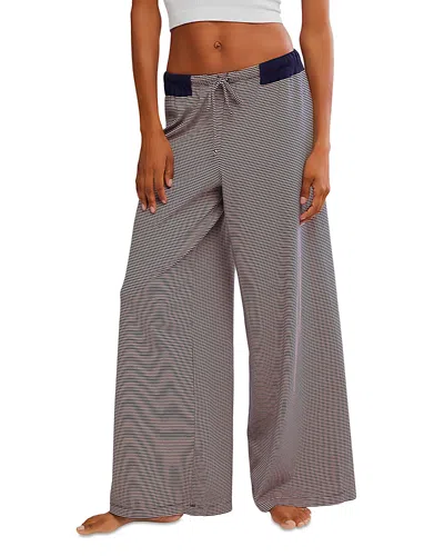 Free People Out And About Stripe Knit Wide Leg Pants In Brown