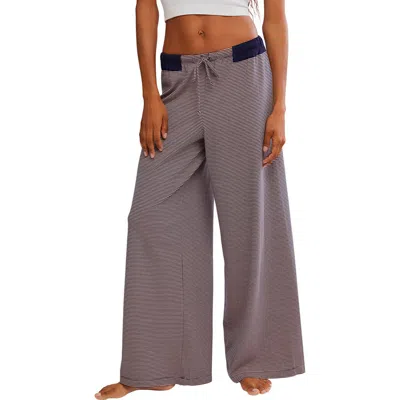 Free People Out And About Stripe Knit Wide Leg Pants In Brown