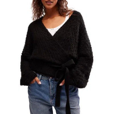 Free People Over You Wrap Cardigan In Black