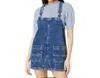 FREE PEOPLE OVERALL SMOCK MINI DRESS IN SAPPHIRE WASH