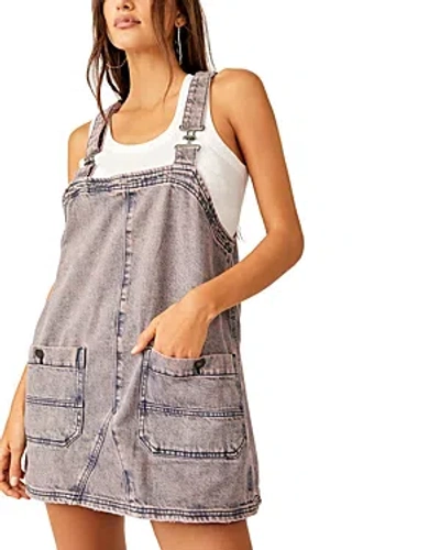 Free People Overall Smock Mini Shortalls In Blue