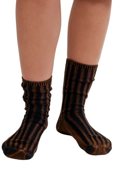 Free People Overdyed Trouser Socks In Brown