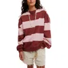 Free People Oversize Stripe Sweatshirt In Brown