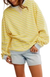 Free People Oversize Stripe Sweatshirt In Dandelion Combo