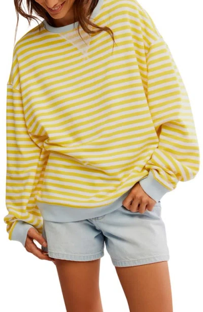 Free People Oversize Stripe Sweatshirt In Dandelion Combo