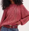 Free People Oversized Frankie Cable Sweater In Cherry