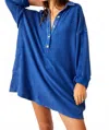 Free People Oversized Willow Polo In Rinsed Cobalt In Multi