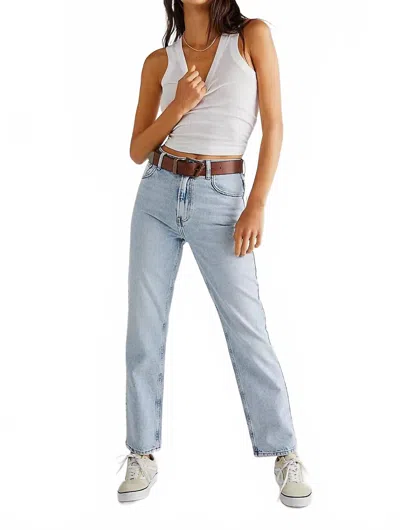 Free People Pacifica Straight Leg Bleach Acid Wash Jeans In Blue