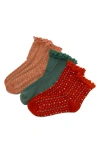 Free People Pack Of 3 Ruffle Socks In Red