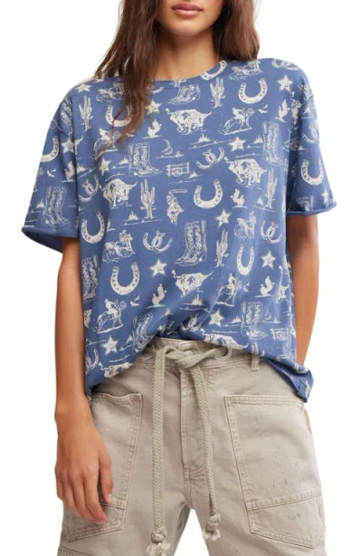 Free People Painted Floral Oversize Graphic T-shirt In Navy Combo