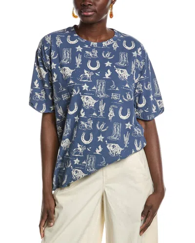 Free People Painted Floral T-shirt In Blue