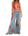 Free People Palisades Wide Leg Jean In Flower Power In Blue