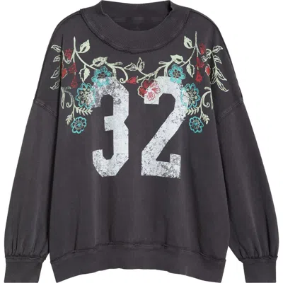 Free People Palm Spring Turtle Graphic Sweatshirt In Black