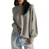 Free People Palm Springs Mock Neck Cotton Fleece Sweatshirt In Gray