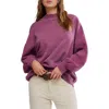 Free People Palm Springs Mock Neck Cotton Fleece Sweatshirt In Purple