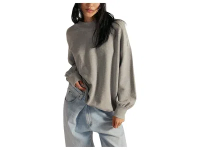 Free People Palm Springs Mock Neck Cotton Fleece Sweatshirt In Gray