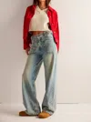 Free People Palmer Cuffed Baggy Jeans In Multi
