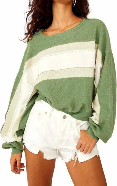 Free People Palo Alto Pullover Sweater In Cool Moss Combo In Multi