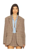 Free People Paper Cut Blazer Pinstripe In Brown