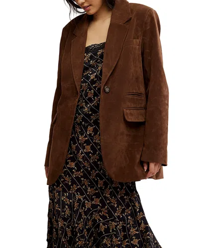 Free People Paper Cut Faux Suede Blazer In Brown