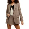 Free People Paper Cut Pinstripe One Button Blazer In Brown