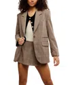 Free People Paper Cut Pinstripe One Button Blazer In Brown
