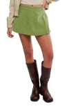 Free People Paradise Found Faux Suede Skort In Green
