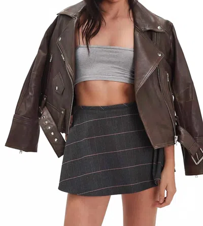 Free People Paradise Found Menswear Skort In Storm Grey Combo In Brown