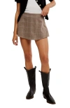 Free People Paradise Found Plaid Skort In Brown