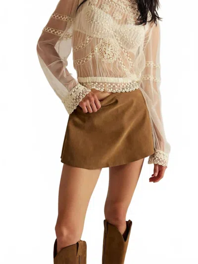 Free People Paradise Found Suede Skort In Caramel Cafe In Multi