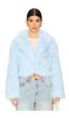 Free People Paris Cropped Faux Fur Jacket In Ice Water
