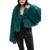 Free People Paris Cropped Faux Fur Jacket In Uncut Emerald