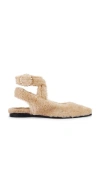 Free People Faux Fur Parisa Point Flat In Almond Butter