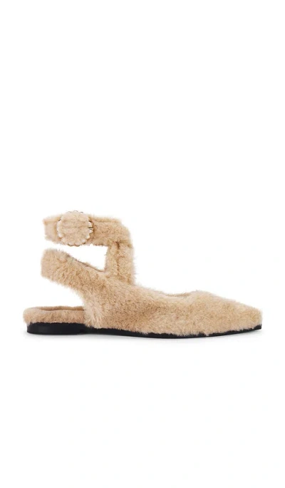 Free People Faux Fur Parisa Point Flat In Almond Butter