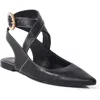 Free People Parisa Ankle Strap Pointed Toe Flat In Black Leather