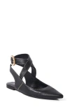Free People Parisa Ankle Strap Pointed Toe Flat In Black Leather