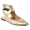 Free People Parisa Ankle Strap Pointed Toe Flat In Champagne Metallic