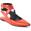 Free People Parisa Ankle Strap Pointed Toe Flat In Red