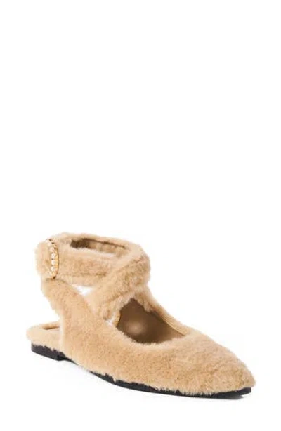Free People Parisa Faux Shearling Ankle Strap Flat