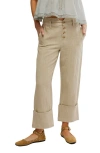Free People Parkway Cuffed Linen & Cotton Pants In Neutral