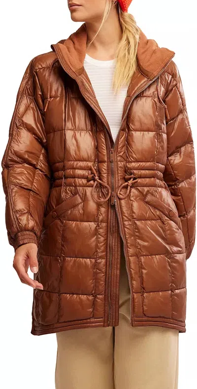 Free People Patricia Packable Poncho Puffer Jacket In Walnut