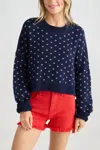 Free People Pattern Easy Street Crop Pullover Navy Combo In Blue