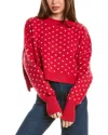 Free People Pattern Easy Street Cropped Sweater In Cherry In Red