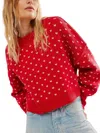Free People Pattern Easy Street Cropped Sweater In Cherry In Multi